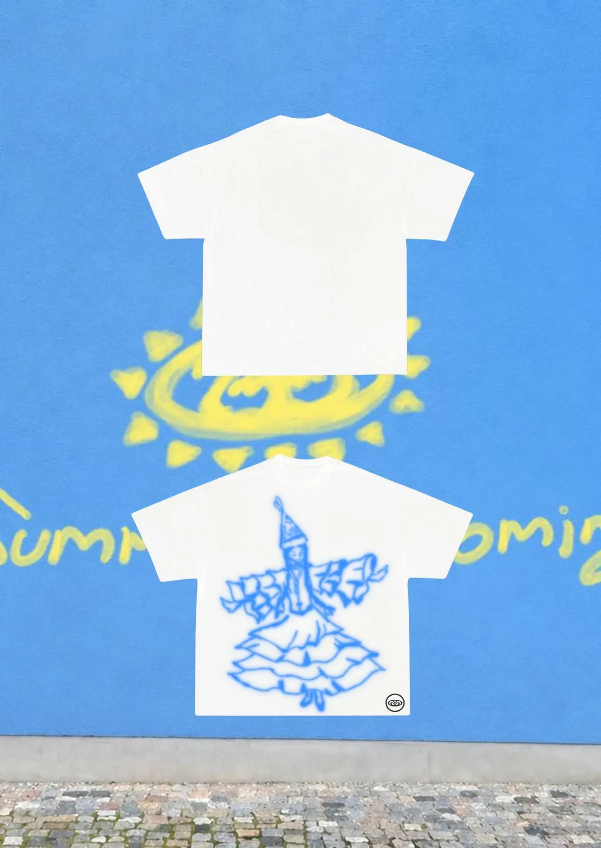 Blue dancing girl T-shirt artwork